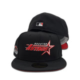 Black Houston Astros Red Bottom Astrodome Side Patch New Era 59Fifty Fitted