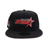 Black Houston Astros Red Bottom Astrodome Side Patch New Era 59Fifty Fitted