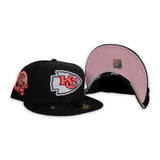 Black Kansas City Chiefs Pink Bottom 40th Season Side Patch New Era 59Fifty Fitted