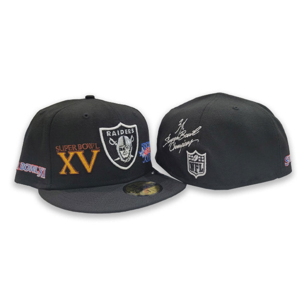 Vtg Silver & Black Oakland LA Las Vegas RAIDERS 3X Super Bowl NFL Champions  Hat 