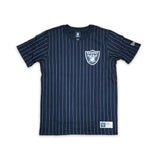 Black Las Vegas Raiders Gray Pinstripe New Era Short Sleeve T-shirt
