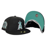 Black Los Angeles Angels Mint Green Bottom 50th Anniversary Patch New Era 59Fifty Fitted