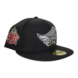 Black Los Angeles Angels Olive green Bottom 40th Season Side Patch New Era 59Fifty Fitted