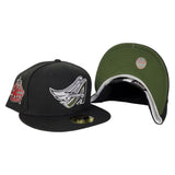 Black Los Angeles Angels Olive green Bottom 40th Season Side Patch New Era 59Fifty Fitted