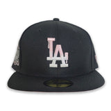 Black Los Angeles Dodgers Paint Drip Pink Bottom 2020 World Series Side Patch New Era 59Fifty Fitted