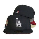 Black Los Angeles Dodgers Red Bottom 100th Anniversary Side Patch New Era 59Fifty Fitted