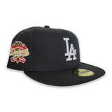 Black Los Angeles Dodgers Red Bottom 100th Anniversary Side Patch New Era 59Fifty Fitted