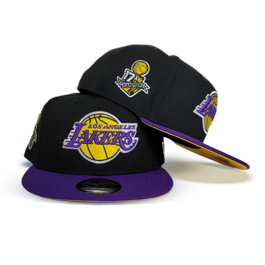 Black Los Angeles Lakers Purple Visor Yellow Bottom 17X Champions