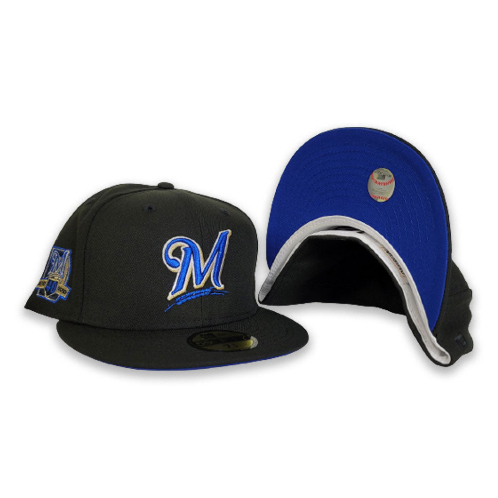 Black Milwaukee Brewers Royal Bottom 40th Anniversary Side Patch New Era 59Fifty Fitted
