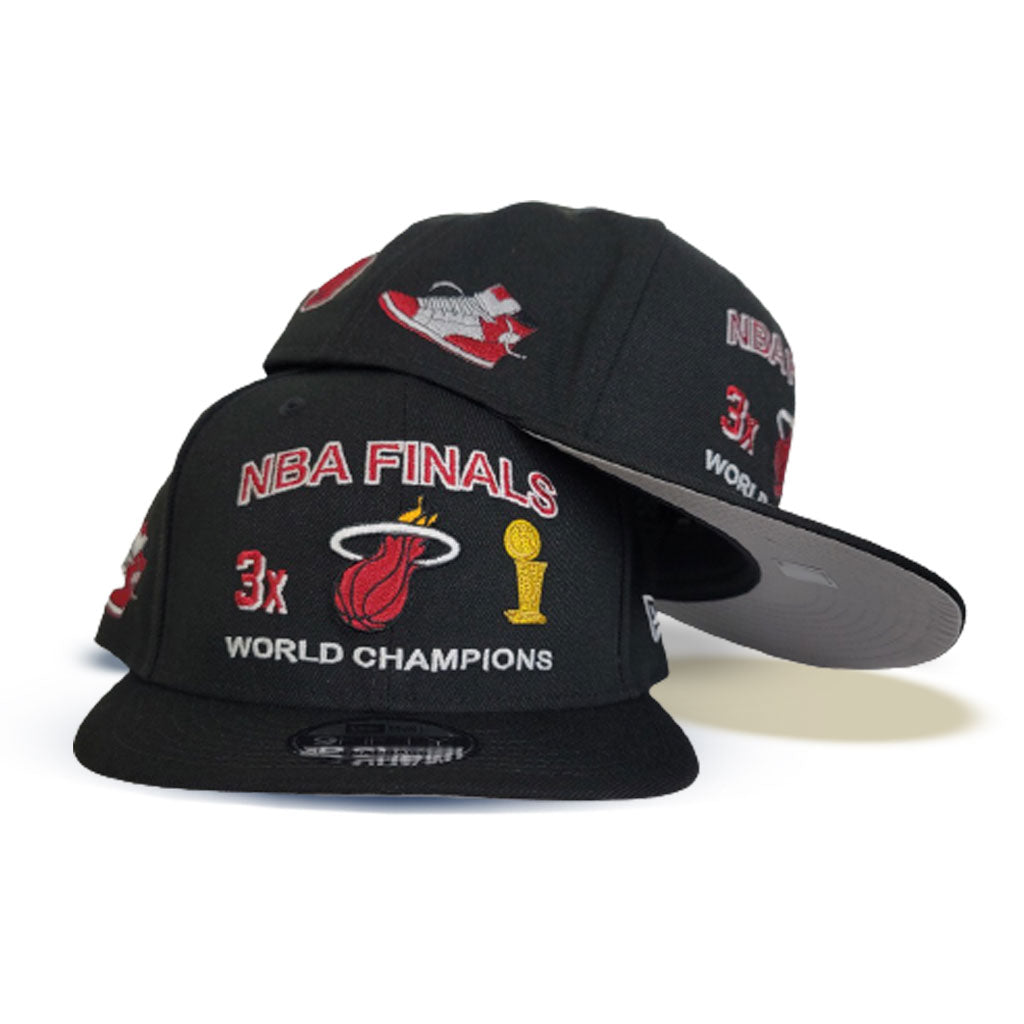 Black NBA Finals 3X World Champions Miami Heat New Era 9Fifty