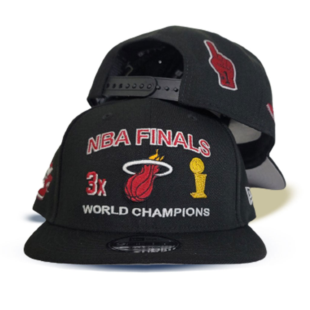 Miami Heat New Era Bold Laurels 9FIFTY Snapback Hat - Black