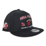Black NBA Finals 3X World Champions Miami Heat New Era 9Fifty Snapback