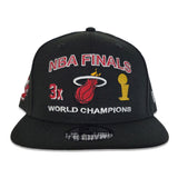 Black NBA Finals 3X World Champions Miami Heat New Era 9Fifty Snapback