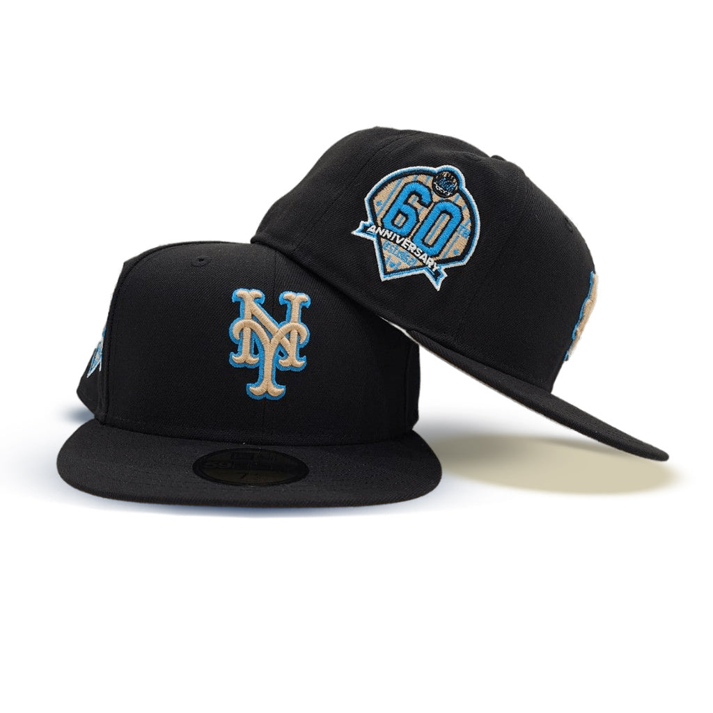 Black New York Mets Camel Bottom 60th Anniversary Side Patch New Era 59FIFTY Fitted 7 3/8