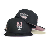 Black New York Mets Paint Drip Pink Bottom 1986 World Series Side Patch New Era 59Fifty Fitted