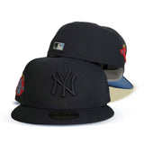 Black New York Yankees Icy Blue Bottom 100th Anniversary Side Patch New Era 59Fifty Fitted