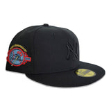 Black New York Yankees Icy Blue Bottom 100th Anniversary Side Patch New Era 59Fifty Fitted