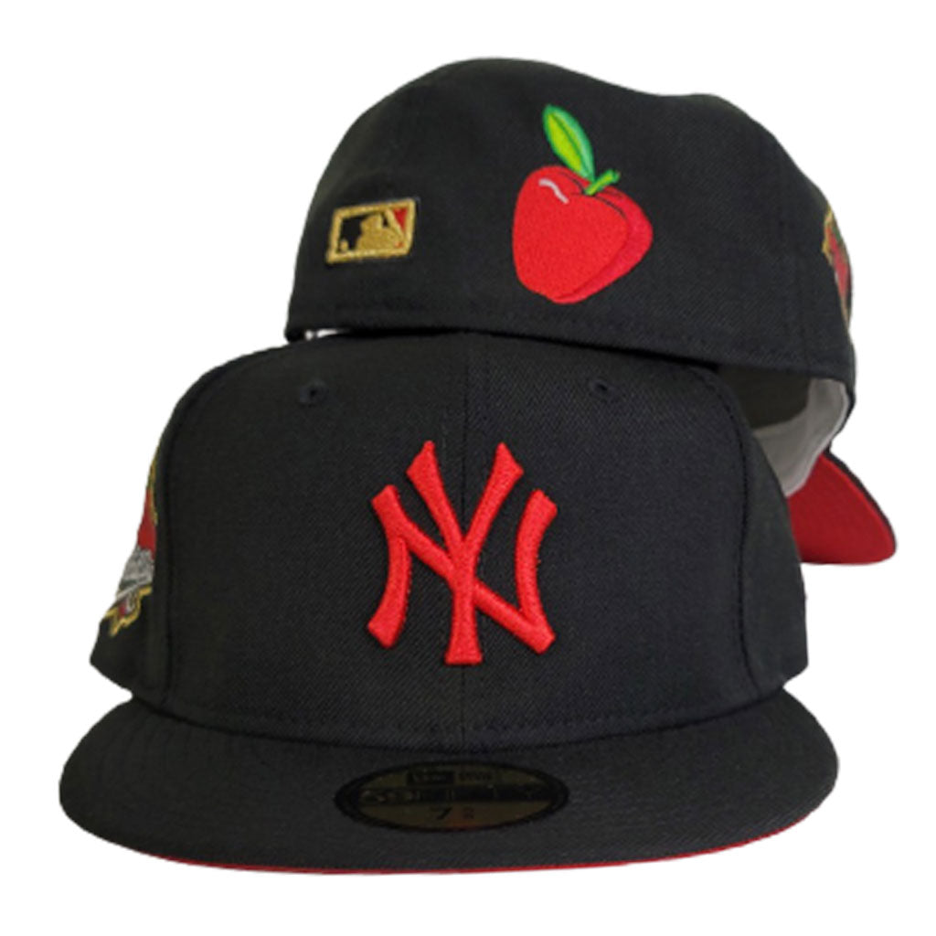 New York Yankees OLD ENGLISH SOUTHPAW Red-Black Fitted Hat