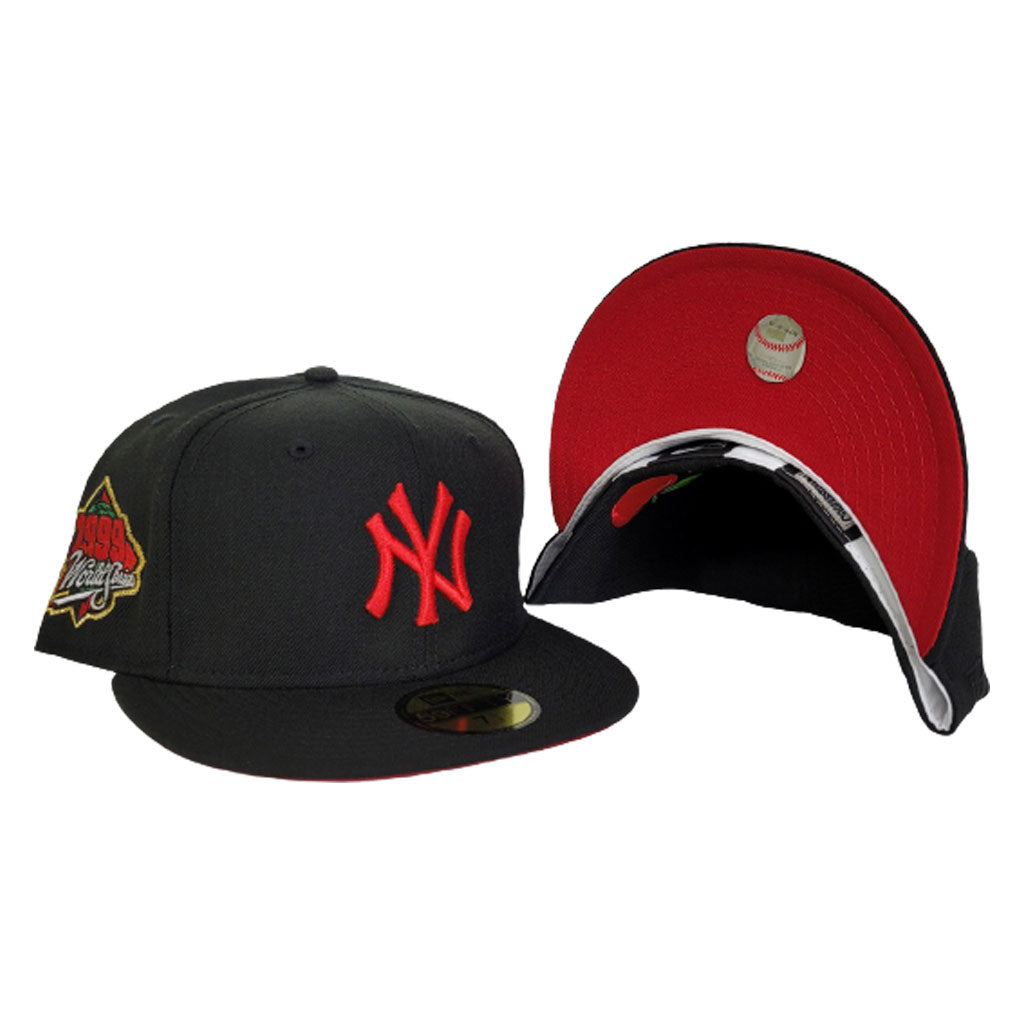 New York Yankees OLD ENGLISH SOUTHPAW Red-Red Fitted Hat