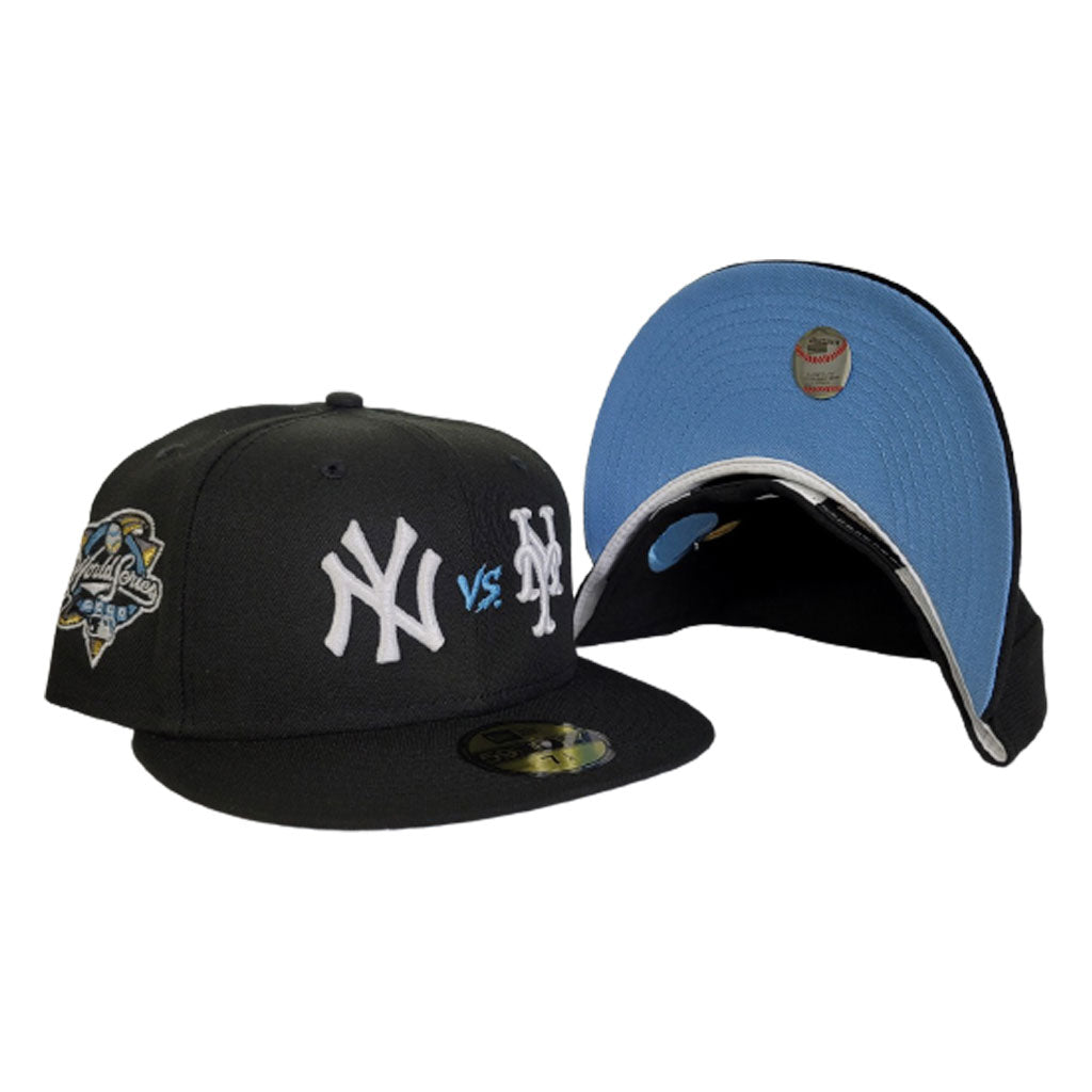 Black New York Yankees vs New York Mets 2000 World Series Icy Blue Bottom New Era 59Fifty Fitted