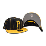 Black Pittsburgh Pirates Yellow Visor Gray Bottom Pinstripe New Era 9Fifty Snapback