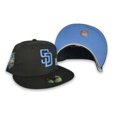 Black San Diego Padres Icy blue Bottom 40th Anniversary Side patch New Era 59Fifty Fitted