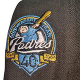 Black San Diego Padres Icy blue Bottom 40th Anniversary Side patch New Era 59Fifty Fitted