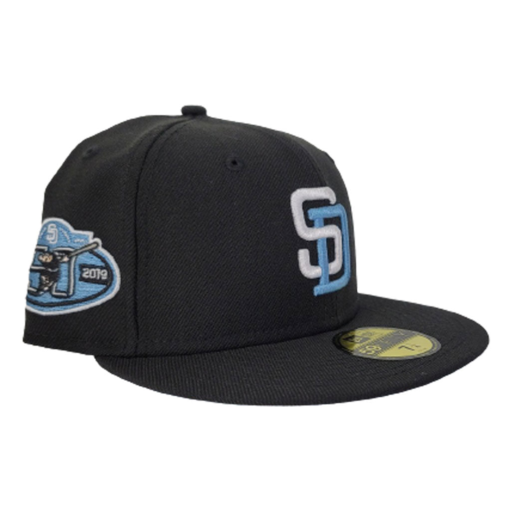 Black San Diego Padres Icy blue Bottom 50th Anniversary Side patch New Era 59Fifty Fitted