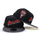 Black Script Arizona Diamondbacks Dark Gray Visor Gray Bottom 1998 Inaugural Season Side Patch New Era 59Fifty Fitted