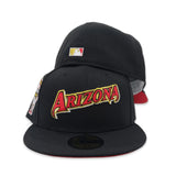 Black Script Arizona Diamondbacks Red Bottom 1998 Inaugural Season Side Patch New Era 59Fifty Fitted