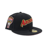 Black Script Arizona Diamondbacks Red Bottom 1998 Inaugural Season Side Patch New Era 59Fifty Fitted