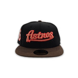Black Script Houston Astros Brown Visor Gray Bottom Celebrating 45 Years Side Patch New Era 59Fifty Fitted
