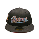 Black Script Houston Astros Red Bottom Celebrating 45 Years Side Patch New Era 59Fifty Fitted