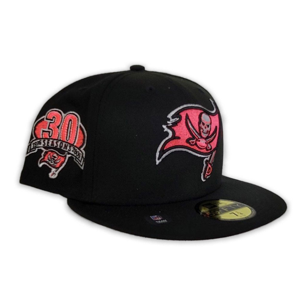 Black Tampa Bay Buccaneers Pink Bottom 30th Season Side Patch New Era 59Fifty Fitted