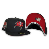 Black Tampa Bay Buccaneers Red Bottom 30th Seasons Side Patch New Era 59Fifty Fitted