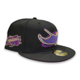 Black Tampa Bay Rays Grape Purple Bottom 1998 Inaugural Season Side Patch New Era 59Fifty Fitted