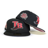 Black Tampa Bay Rays Pink Bottom 10th Seasons Side Patch New Era 59Fifty Fitted
