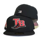 Black Tampa Bay Rays Pink Bottom 10th Seasons Side Patch New Era 59Fifty Fitted