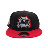 Black Tennessee Smokies Red Visor Gray Bottom Southern League Side Patch New Era 59Fifty Fitted