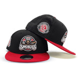 Black Tennessee Smokies Red Visor Gray Bottom Southern League Side Patch New Era 9Fifty Snapback