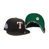 Black Texas Rangers Green Bottom 40th Anniversary Side Patch New Era 59Fifty Fitted