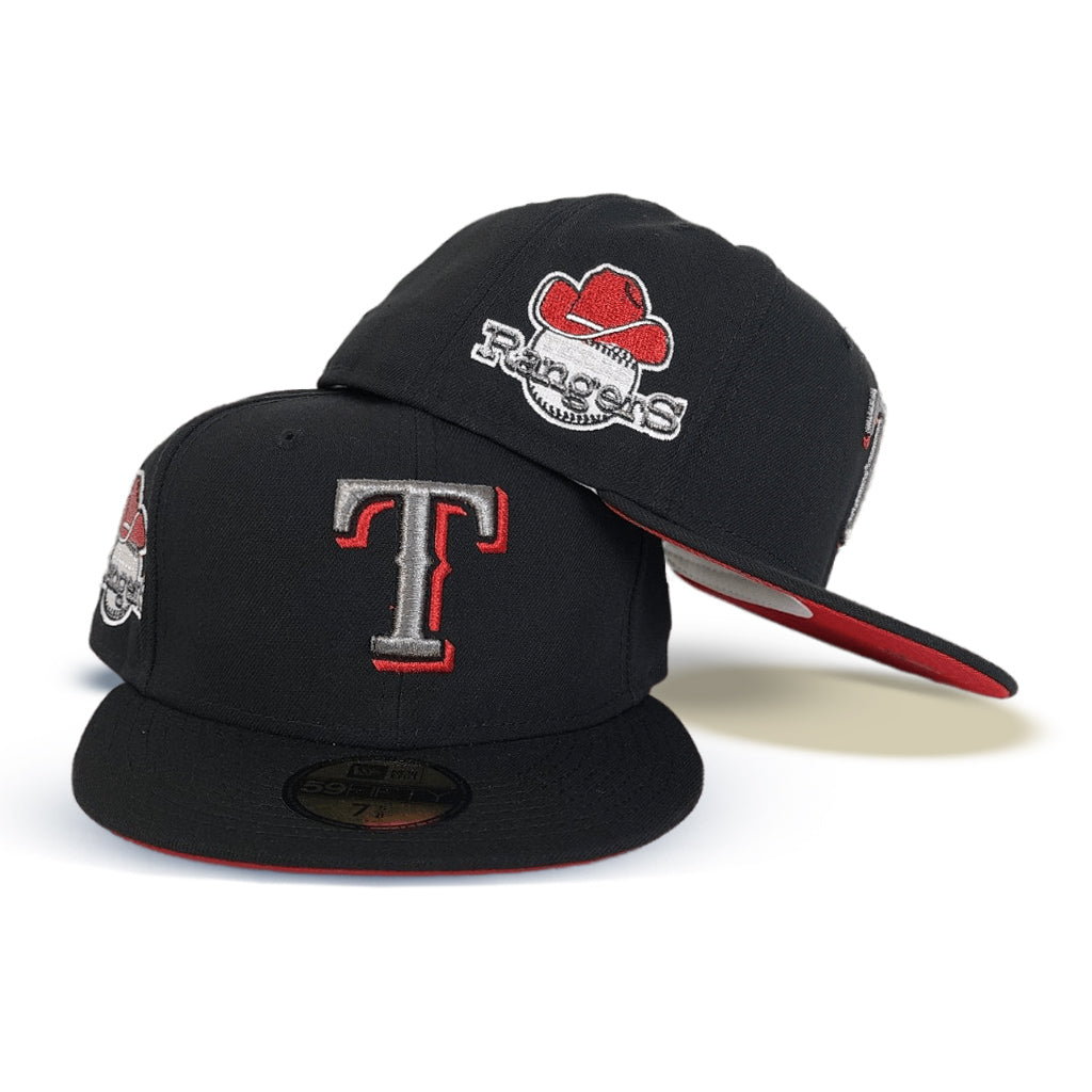 hebzuchtig Manifestatie stad Black Texas Rangers Red Bottom Rangers Side Patch New Era 59Fifty Fitt –  Exclusive Fitted Inc.
