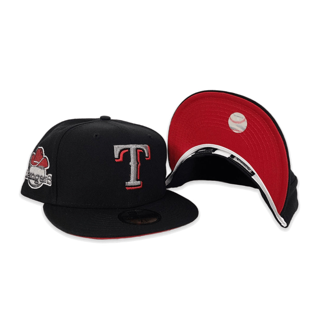Texas Rangers New Era Black Custom Wrestle Pack Side Patch 59FIFTY Fitted Hat, 7 7/8 / Black