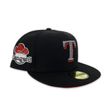 Black Texas Rangers Red Bottom Rangers Side Patch New Era 59Fifty Fitted
