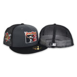 Black Trucker Jackie Robinson 75th Years Black Visor Gray Bottom 42 Side Patch New Era 59Fifty Fitted