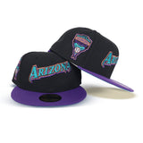 Black Arizona Diamondbacks Purple Visor Teal Bottom 1998 Inaugural Season Side Patch New Era 59Fifty Fitted