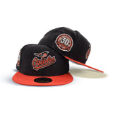 Black Corduroy Baltimore Orioles Orange Visor Gray Bottom 30th Anniversary Side Patch New Era 59Fifty Fitted