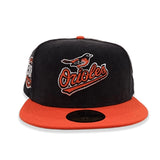 Black Corduroy Baltimore Orioles Orange Visor Gray Bottom 30th Anniversary Side Patch New Era 59Fifty Fitted