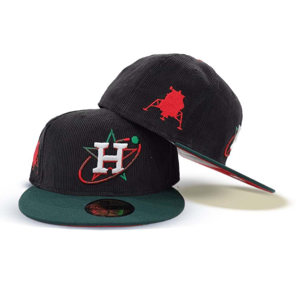 Black Corduroy City Connect Houston Astros Dark Green Visor Red Bottom  Lunar Module Side Patch New Era 59Fifty Fitted