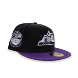 Black Corduroy Colorado Rockies Purple Visor Gray Bottom 10th Years Anniversary Side Patch New Era 59Fifty Fitted